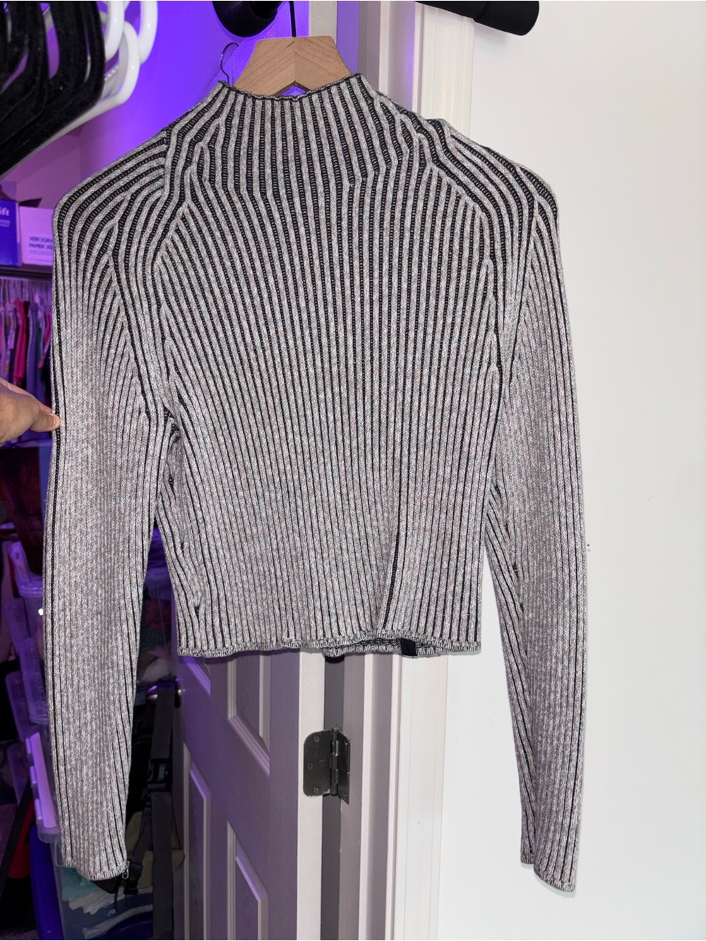 lululemon athletica Metallic Silver Ribbed Long Sleeve Sweater
